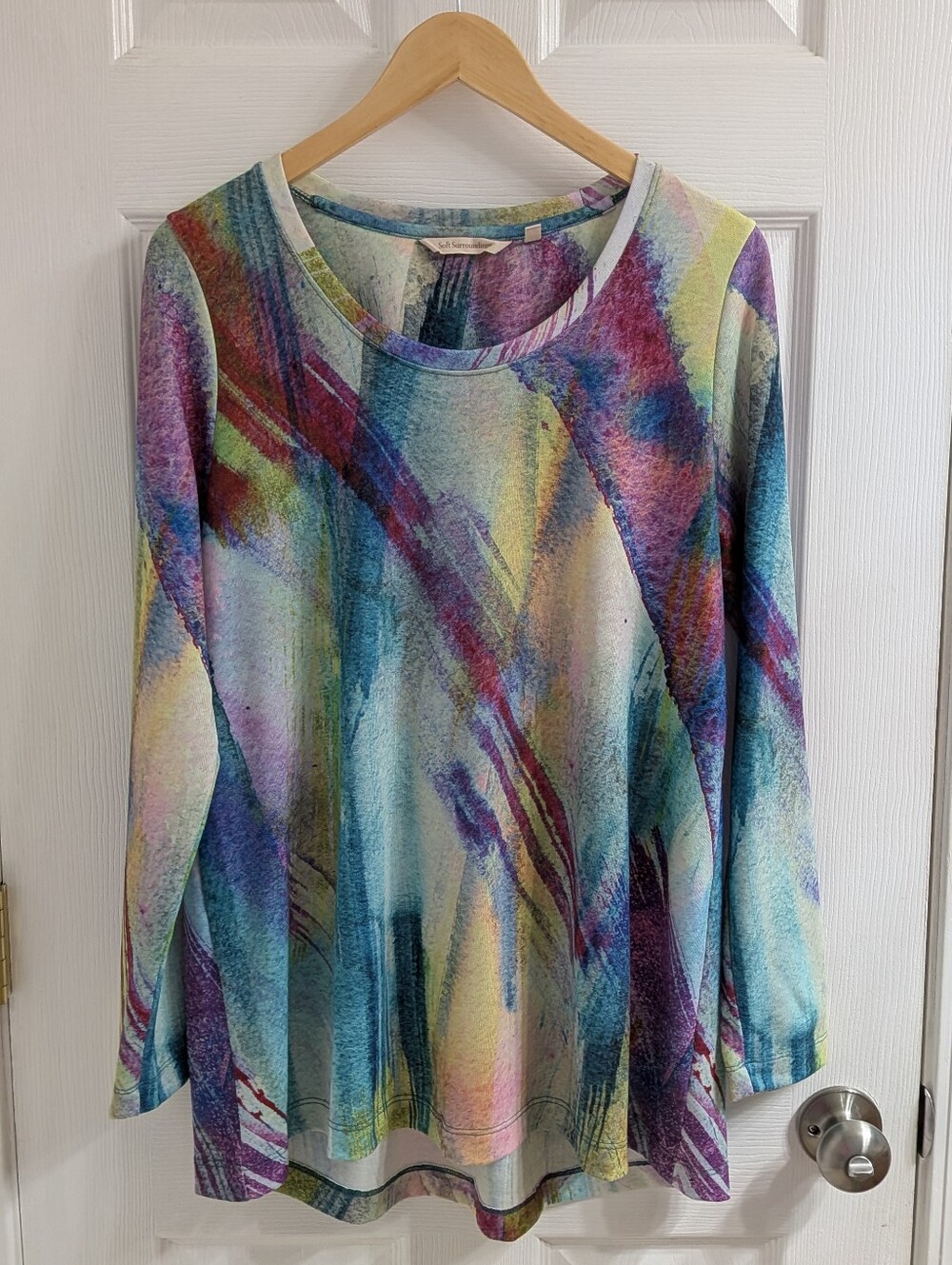 Soft Surroundings Dale Abstract Watercolor Tunic Women's Size MED Multicolor EUC